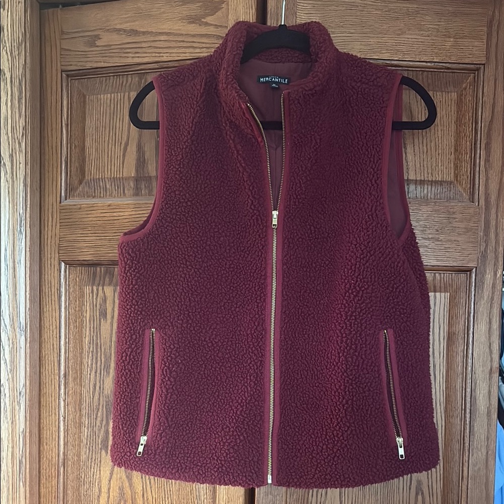 Wine Red Sherpa Vest by Max Studio